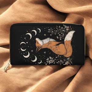 Cartera Moonsong Fox. Cartera de mujer. Regalo para ella. Cartera de cuero. Cartera plegable. Cartera personalizada.
