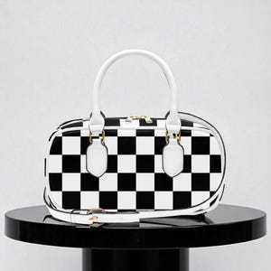 à carreaux chics avec poignée sur le dessus | Petit sac à bandoulière | Sac à main porté épaule
