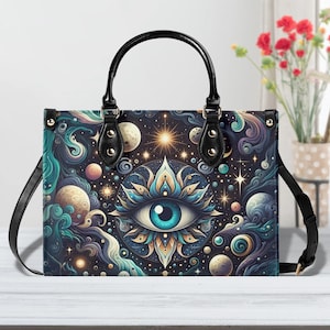 Bolso Místico del Tercer Ojo. Moderno, impermeable, de piel sintética, con asa superior, de piel vegana, bandolera o bandolera.