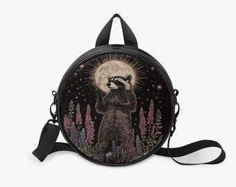 Bolso bandolera redondo Celestial Raccoon