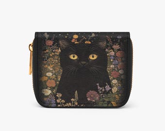 Cartera plegable con cremallera Gato Celestial