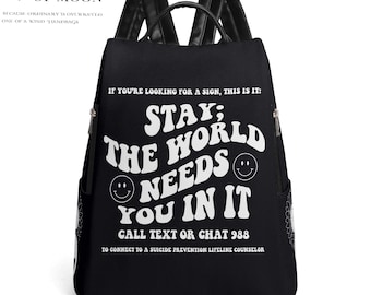 Mochila de piel sintética inspiradora "Stay" / Mochila de viaje antirrobo