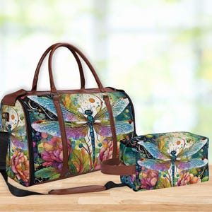 Aquarell Libelle Faltbare Reisetasche | Seesack | Fitness-Studio/Reisen | Wasserdichtes Handgepäck | Weekender Tasche | Bunte Reisetasche