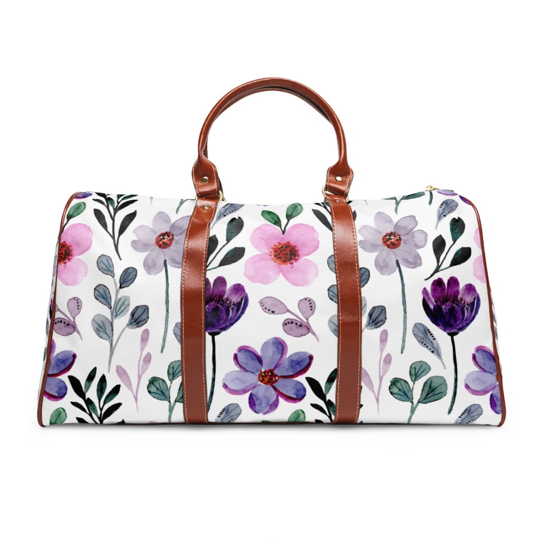 Purple Beaded Rose Waterproof Travel Bag/Small
