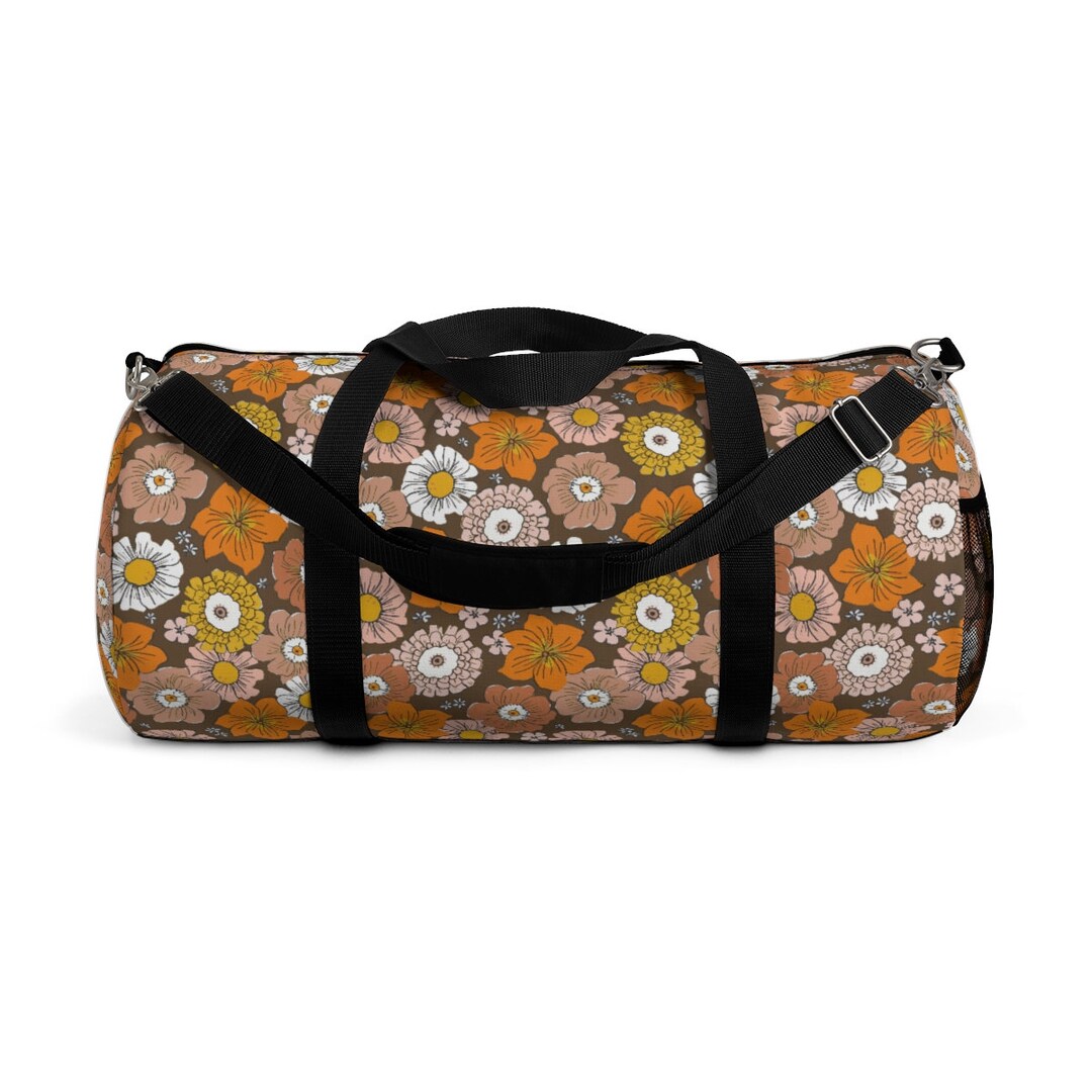 70's Floral Duffel Bag. Retro Duffel Bag. Woman's Etsy