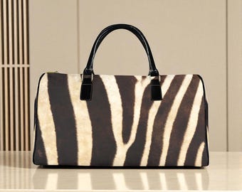 Zebra Print Waterproof Nylon Travel Bag: Carry-On Duffel