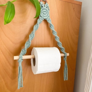 Portarrollos de papel higiénico, organizador de baño para decoración bohemia, toallero de macramé.