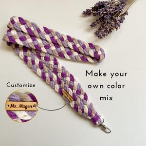 Tour de Cou Personnalisé pour Maîtresse, Infirmière, Cadeau Lanière avec Prénom pour Collègues, Porte Clé en Macramé