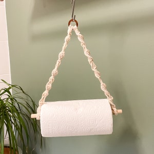 Porta-toalhas de papel para cozinha e banheiro, porta-toalhas de macramê de parede