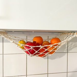 Fruit Hammock en Macrame for Under Kitchen Cabinet, Space Saver Storage for Vans, Gift for Mom image 3