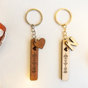 Song Code Keychain with Initial, Personalized Song Unique Gift