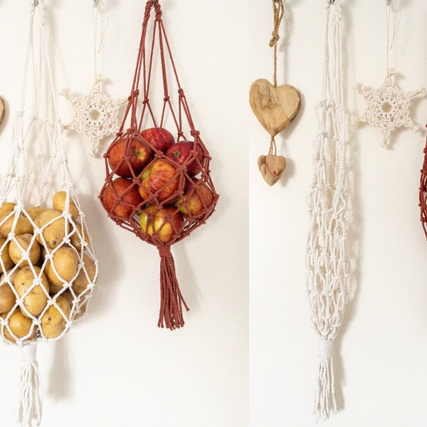 Hanging Potato and Onion Storage Macrame Fruit Hammock for Pantry Organisation for Kitchen