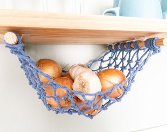 Fruit Hammock en Macrame for Under Kitchen Cabinet, Space Saver Storage for Vans, Gift for Mom