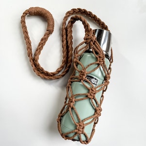 Water Bottle Holder for Traveller Wine Bottle Sling Macrame Mesh Bag for Her image 2