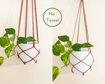 Macrame plantenhanger zonder franje zonder kwastjes, eenvoudige plantenhanger met 3 maatopties