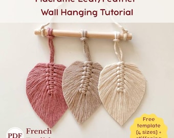 初心者向けマクラメリーフの簡単な作り方（PDF）パターンと羽根のテンプレート付き