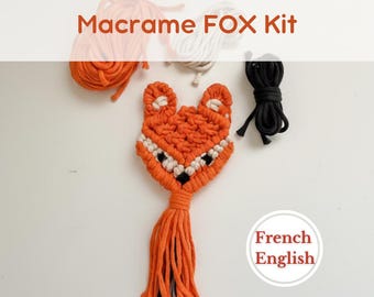 Kit fai da te per realizzare una volpe in macramè, un kit creativo facile per principianti