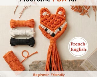 Kit de Raposa em Macramê "Faça Você Mesmo", Kit Criativo Fácil para Iniciantes