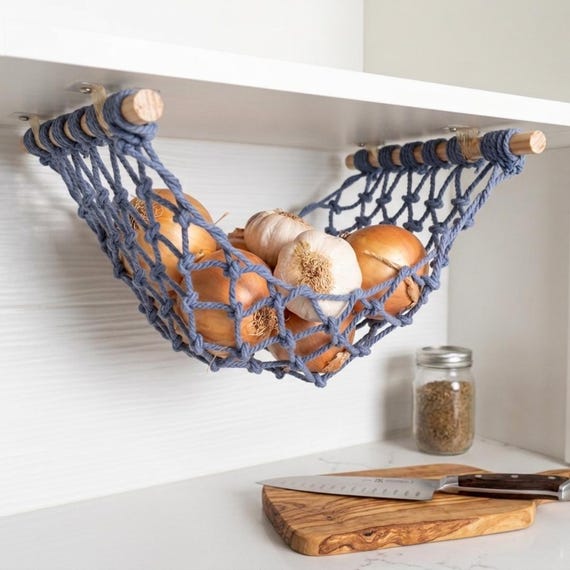 Fruit Hamac en Macramé pour Sous Placards de Cuisine, Rangement pour les Camping-Car, Cadeau pour Maman