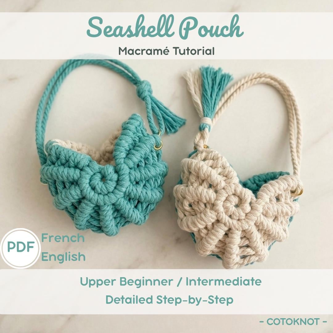 Macrame Seashell Tutorial Macrame Seashell Bag Pattern, Macrame Pouch Tutorial PDF, Seashell ...