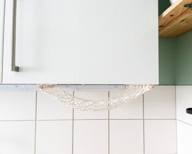 Fruit Hammock en Macrame for Under Kitchen Cabinet, Space Saver Storage for Vans, Gift for Mom image 4