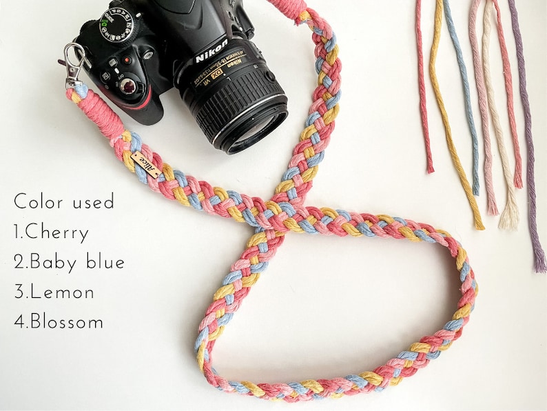 Mehrfarbiger personalisierter Makramee-Kameragurt Gurt für DSLR-Kameras, Filmkameras, Vintage-Kameras und Umhängetaschen Bild 2