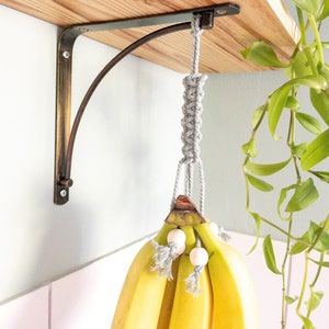 Macrame Banana Hanger with Wooden Beads, Eco Friendly Kitchen Storage, Banana Bungee, Banana Hammock