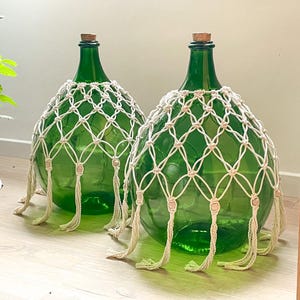 Macrame Demijohn Cover for Bohemian Look, Handmade Jar Bottle Decor