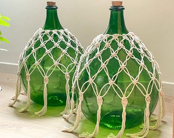 Abito damigiana in macramè, decorazione bohémien per damigiana, copribottiglia in macramè