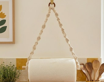 Porte Essuie tout pour Cuisine et Salle de Bain, Porte-Serviettes Mural en Macramé