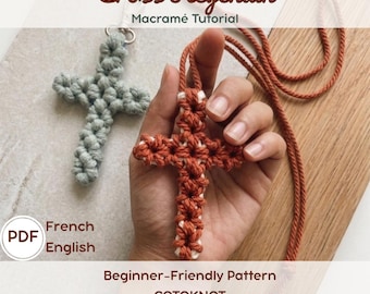 Macrame Cross Keychain Pattern, DIY Macrame Tutorial PDF, Flower Cross Pattern, Beginner Macrame Keychain, Christian Gift Idea
