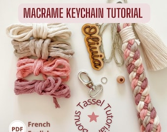 Anleitung für einen Makramee-Schlüsselanhänger mit Quaste (PDF-Version in Englisch und Französisch)