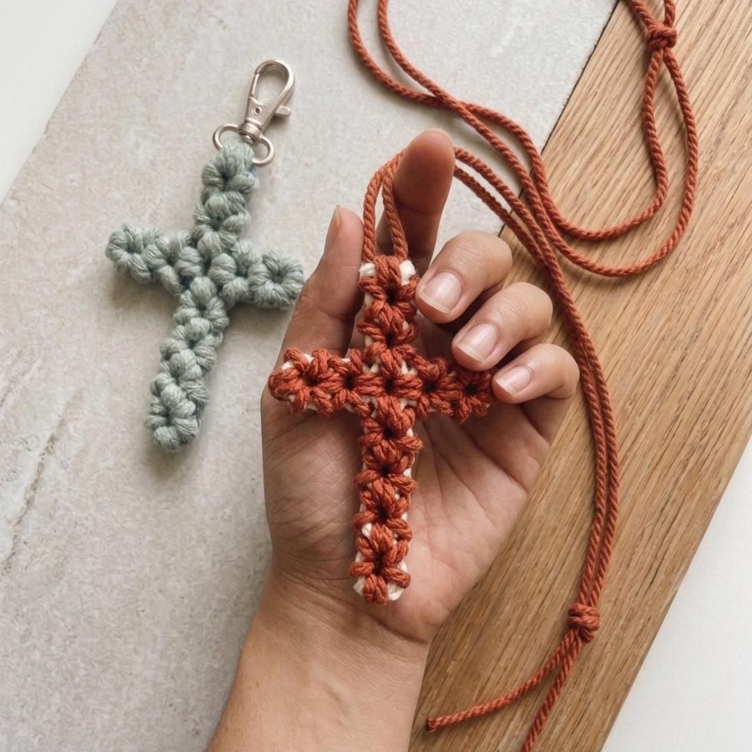 Macrame Cross Keychain Pattern, DIY Macrame Tutorial PDF, Flower Cross ...