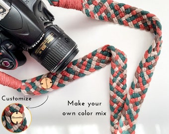 Custom Colorful Camera Strap Macrame Photographer Gift with Name Personalized Cute Shoulder Bag Strap