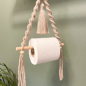 Macrame Rope Toilet Paper Holder Hanging Wall Bathroom Storage Toilet Paper Stand Bohemian Bathroom Furniture