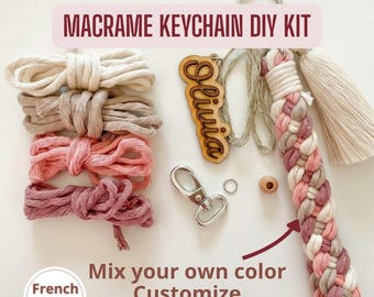 DIY Macrame Braided Keychain Kit with Custom Name Tag and Tassel Option, 26 Color Choices, Beginner Friendly Craft Set, Gift for Crafters