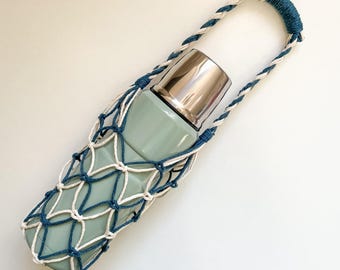 Mehrfarbiger Makramee-Flaschenhalter, Festival-Wasserflaschenhalter, Wanderaccessoire, Weinflaschenhalter