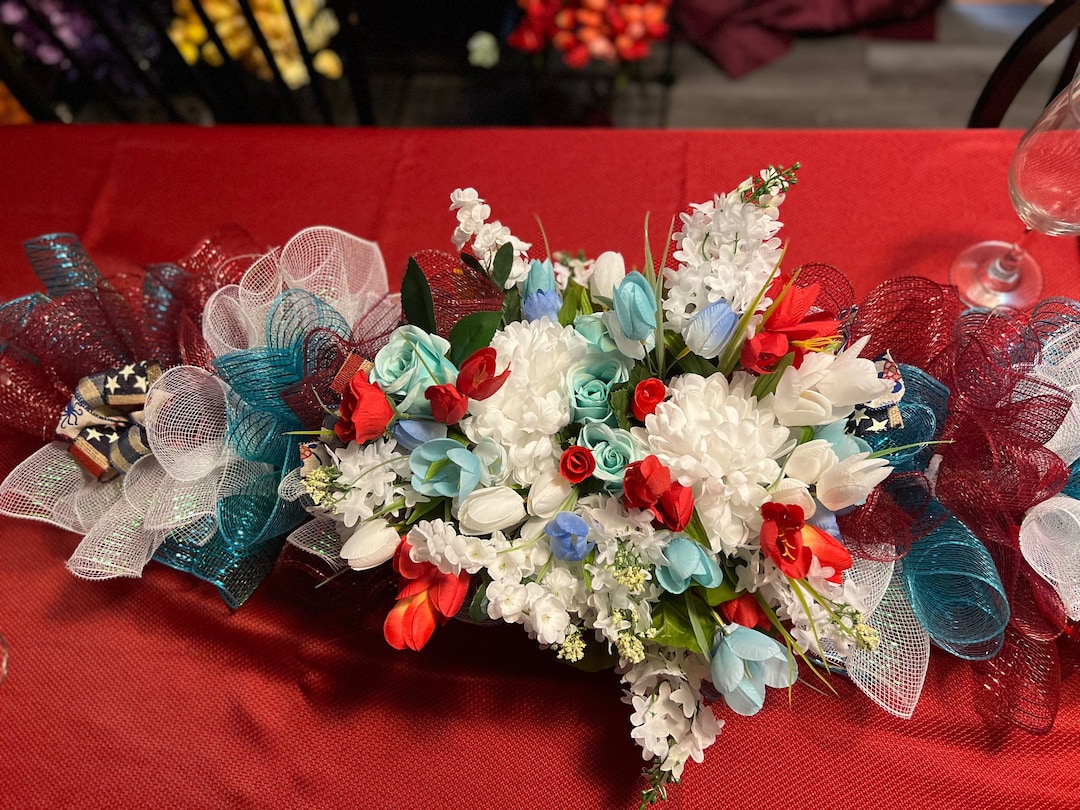 Red White Blue Table Centerpiece Mantle Centerpiece American Etsy