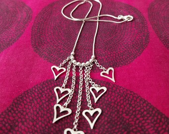 Rare silver necklace with silver Hearts