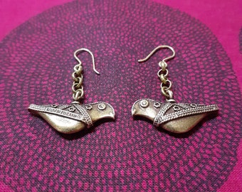 These rare bronze earrings  are called bird from Hattula done by Kalevala Koru