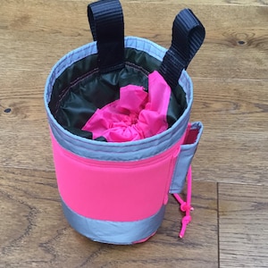 Up-cycled climbing chalk bag hi-viz pink