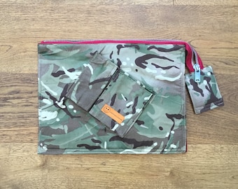 Camouflage laptop tablet case bag up cycled handmade