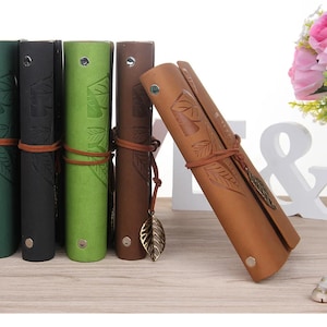 Vegan PU Leather Leaf Notebook Travel Journal A6