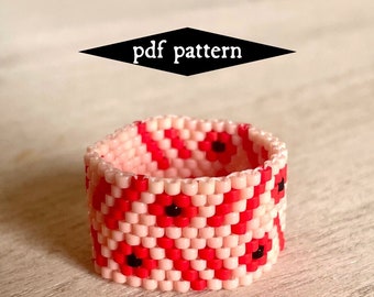Peyote Stitch Ring Pattern Even Count Miyuki Beads PDF Digital Download