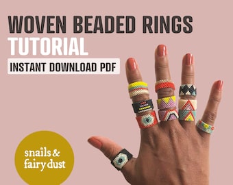 Beaded Ring Tutorial Beading Instructions Beaded Ring Pattern Digital Download Beading Tutorials Peyote Stitch Patterns