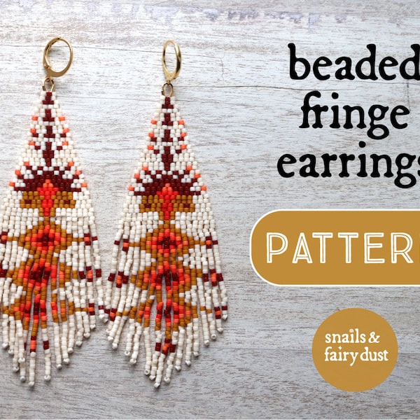 Beaded Fringe Earrings Pattern, Seed Bead Earrings Pattern, Brick Stitch Patterns, Beading Patterns, Digital Download, Boho Earrings