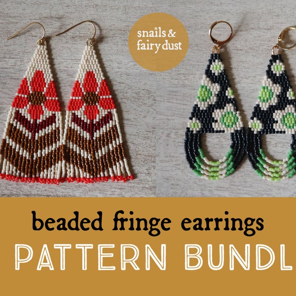 Beaded Fringe Earrings Pattern Bundle Seed Bead Pattern Bundle