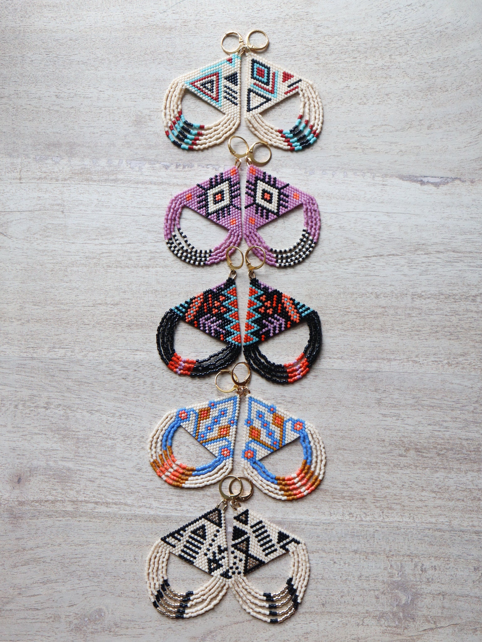 Seed Bead Earrings Pattern Bundle, 5 Patterns Looped Fringe Beaded ...