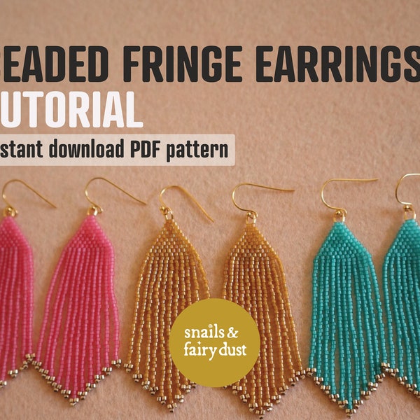 Beaded Fringe Earrings Tutorial DIY Beaded Earrings Beading Instructions  Digital Download, Brick stitch tutorial