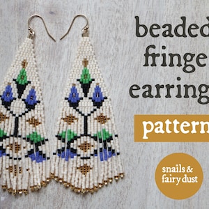 Beaded Fringe Earrings Pattern, Beaded Jewelry Patterns, Fringe Earrings Pattern, Brick Stitch Pattern, Double Brick Stitch Pattern
